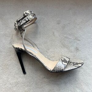 Diane von Furstenberg Women 10B Snakeskin Double Ankle Strap Stiletto Sandals